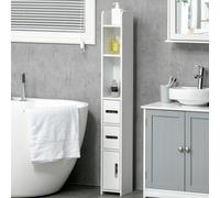 Kleankin Freestanding Bathroom Cabinet W/ Shelves - White, White
