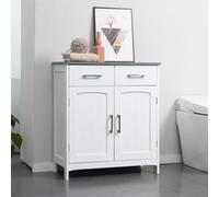 Kleankin Freestanding Bathroom Cabinet With 2 Drawers 2 Doors Adjustable Shelf