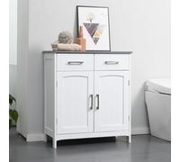 kleankin Freestanding Bathroom Cabinet with 2 Drawers 2 Doors Adjustable Shelf