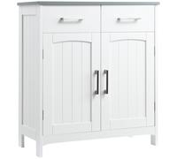 kleankin Freestanding Bathroom Cabinet with 2 Drawers 2 Doors Adjustable Shelf, White