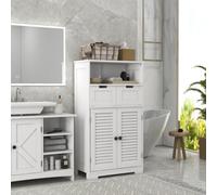 Kleankin Freestanding Bathroom Storage Cabinet With Louvred Doors, White