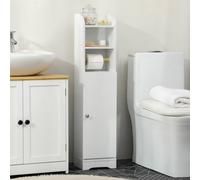 kleankin Freestanding Bathroom Storage Unit with Adjustable Shelf, White, White