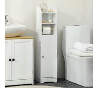 kleankin Freestanding Bathroom Storage Unit with Adjustable Shelf, White - White - Slim Bathroom Storage Cabinet - 1