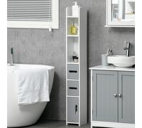 kleankin Freestanding Tall Bathroom Cabinet W/ Open Shelves 3 Cupboards, Grey