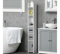 Kleankin Freestanding Tall Bathroom Cabinet W/ Open Shelves 3 Cupboards, Grey