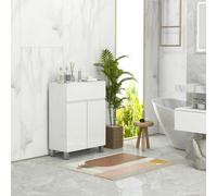 kleankin High Gloss Bathroom Floor Cabinet Storage Cupboard with Drawer, White