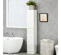 Kleankin High Gloss Tall Bathroom Cabinet With Adjustable Shelves White