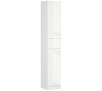 kleankin High Gloss Tall Bathroom Cabinet with Adjustable Shelves White