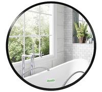 kleankin Large Modern Round Mirror, Wall-mounted Bathroom Mirror, Vintage Art Makeup Mirror for Entryways, Black, 40x40 cm