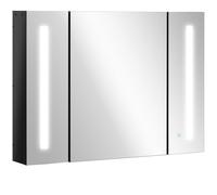 Kleankin Wall Mounted LED Bathroom Cabinet With Mirror/ Memory Function And Usb Charge High Gloss Black, Black