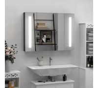 kleankin LED Bathroom Cabinet with Mirror, Wall Mounted Dimmable Brightness Storage Organiser with 3 Mirrored Doors and Adjustable Shelves, Memory Function, USB Charge, High Gloss Black Black