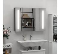Kleankin Led Bathroom Mirror Cabinet With Shelves Wall Mount High Gloss Black