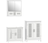 kleankin Modern Bathroom Storage Cabinet, Freestanding Floor Cupboard with Double Doors and Adjustable Shelves for Living Room, Hallway, Kitchen, Entryway, White