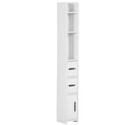 kleankin Modern Bathroom Storage Cabinet, Freestanding Tall Bathroom Cabinet with Open Shelves and 3 Cupboards with Door, for Bedroom Hallway, White