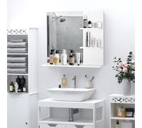 kleankin Wall-Mounted Vanity Mirror: 3-Tier Shelving Unit for Bathroom Storage & Organisation, White Aosom UK