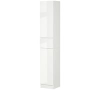 Kleankin Modern High Gloss Tall Bathroom Cabinet with Adjustable Shelves in White Kleankin White