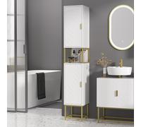 Kleankin Narrow Bathroom Storage Cabinet with Open Shelf Adjustable Shelf in White Kleankin White