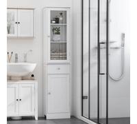 Kleankin Organizer Restroom Tower Tall Pantry Tower with Multi Tier Shelving in White Kleankin White