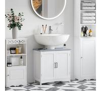 Kleankin Pedestal Under Sink Cabinet with Doors Bathroom Storage Vanity Unit in White Kleankin White