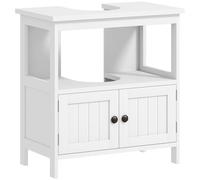 Kleankin Pedestal Under Sink Cabinet with Doors Bathroom Storage Organizer in White Kleankin White