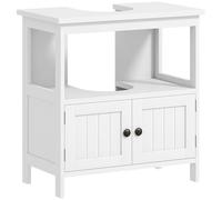 Kleankin Bathroom Pedestal Under Sink Cabinet With Storage Shelves, Door, White, White