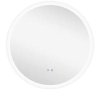 kleankin Round Bathroom Mirror with LED Lights, Wall-Mounted Dimmable Makeup Mirror with 3 Temperature Colours, Defogging Film, Memory Function, Hardwired, 70 x 70 cm