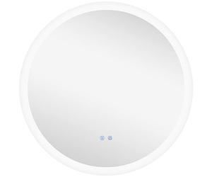 kleankin Round Bathroom Mirror with LED Lights, Wall-Mounted Dimmable Makeup Mirror with 3 Temperature Colours, Defogging Film, Memory Function, Hardwired, 70 x 70 cm