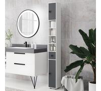 Kleankin Slim Bathroom Cabinet, Toilet Roll Storage W/ Open Shelves, Grey, Grey