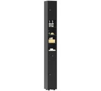 kleankin Slim Bathroom Cabinet - Toilet Roll Storage w/ Open Shelves - Black | TJ Hughes