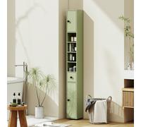 kleankin Slim Bathroom Cabinet, Toilet Roll Storage w/Open Shelves, Green