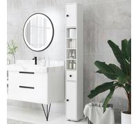 Kleankin 180cm Slim Bathroom Cabinet with 9-layered Independent Storage, Narrow Stoage Cabinet for Family-friendly Storage, White Aosom UK