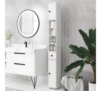 kleankin Slim Bathroom Cabinet, Toilet Roll Storage w/ Open Shelves, Green - White