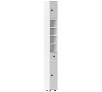 kleankin Slim Bathroom Cabinet w/ Open Shelves and 2 Door Cupboards, Grey