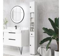 Kleankin Slim Bathroom Cabinet, Toilet Roll Storage w/ Shelves in White Kleankin White