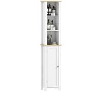 kleankin Slim Bathroom Storage Unit with Open Compartment, White, White