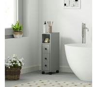 kleankin Slim Bathroom Storage with 2 Drawers, 2 Open and Wheels, Grey - Grey