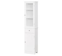 Kleankin Storage Cabinet Organizer Tower with Multiple Shelves & Drawer - White, White