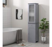 Kleankin Storage Cabinet Organizer Tower With Shelves & Drawer, Grey, Grey