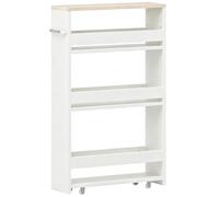 kleankin Storage Cart, 4-Tier Compact Storage Trolley on Wheels and Handle, 48W x 15D x 80H cm, White