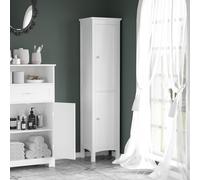 Kleankin Tall Bathroom Cabinet with Adjustable Shelves, Double Door, White Kleankin White