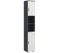 Kleankin Tall Slim Bathroom Storage Cabinet With Soft Close, Grey