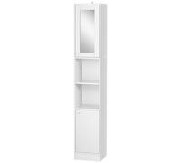 Kleankin Tall Bathroom Storage Cabinet Narrow Freestanding Cabinet in White Kleankin White