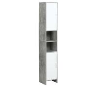 kleankin Tall Bathroom Storage Cabinet: Slim Free-Standing Organizer with 2 Cupboards, 2 Open Compartments, Adjustable Shelves, Grey Aosom UK