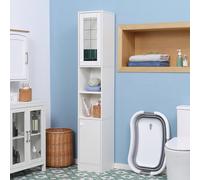 kleankin Tall Bathroom Storage Cabinet Narrow Freestanding - White