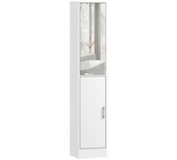 kleankin Tall Mirrored Bathroom Cabinet, Bathroom Storage Cupboard, Floor Standing Tallboy Unit with Adjustable Shelf, White