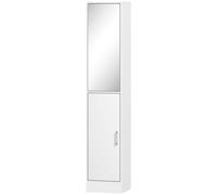 Kleankin Tall Mirrored Bathroom Cabinet Bathroom Storage Cupboard Tallboy Unit in White Kleankin White