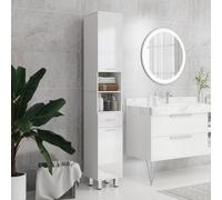 kleankin Tall Narrow Bathroom Storage Cabinet Cupboard w/ Cabinets, White, White