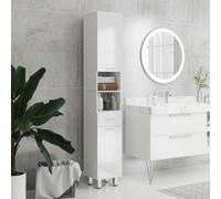 kleankin Tall Narrow Bathroom Storage Cabinet Cupboard w/ Cabinets, White - White