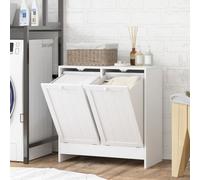 Kleankin Tilt-out Laundry Storage Cabinet With 2 Compartment Hampers, White, White