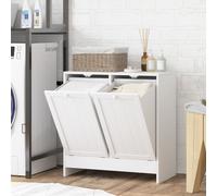 Kleankin Tilt-out Laundry Storage Cabinet with 2 Compartment Hampers, White Kleankin White